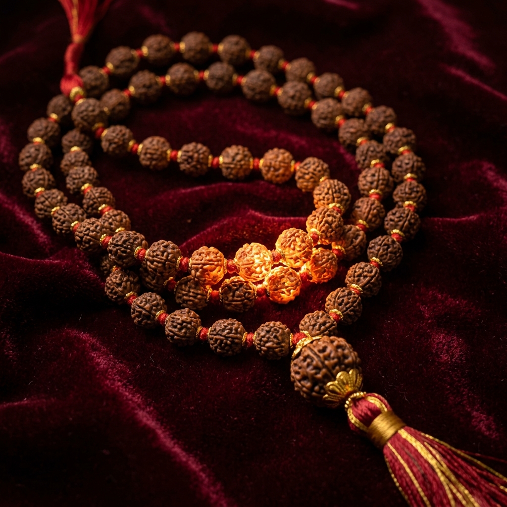 5 Mukhi Rudraksha White Crystal Bracelet